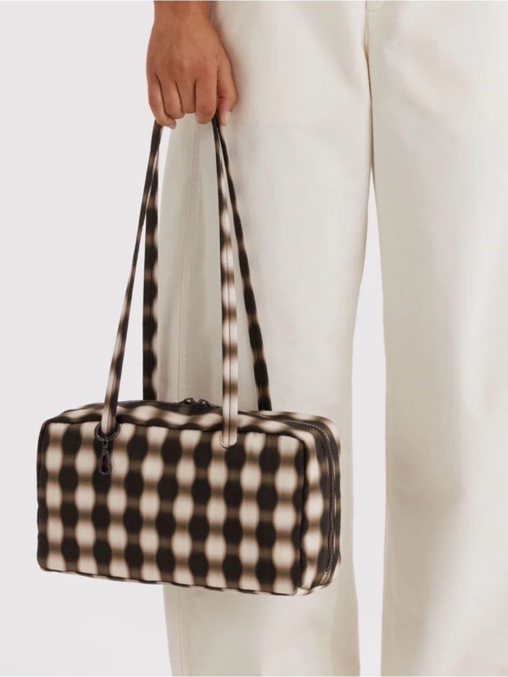 NEW! BAGGU NYLON BOWLER BAG in BLURRED GINGHAM / nwt